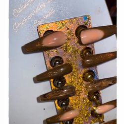 ✨🤎Cashmere Gold 🤎✨Press On Nails Set By:Brat Size Small
