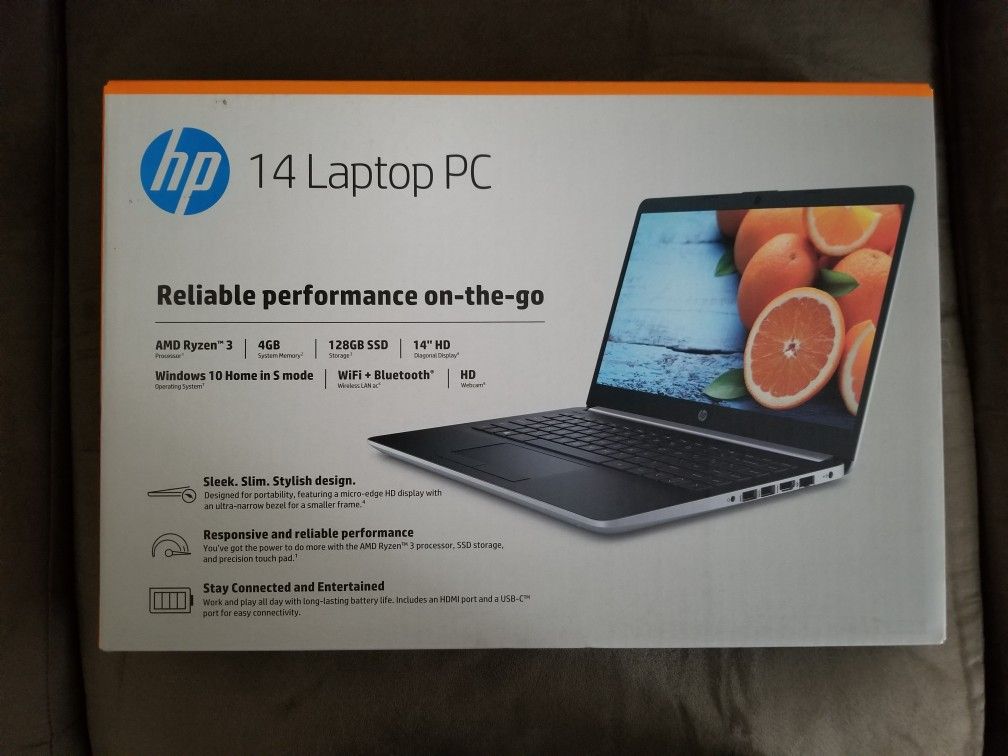 HP 14" HD AMD Ryzen 3 3.5GHz 4GB 128GB SSD Radeon Vega 3 Webcam Windows 10 Laptop