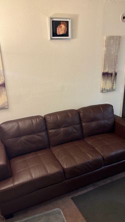 Brown leather couch