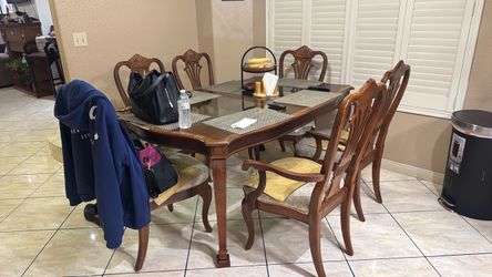 Wood Dining Table Set with 6 Chairs