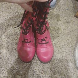 Hot Pink Leather & Suede Kalli Colection Boots