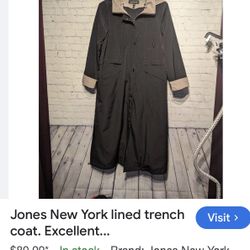Long Black Coat 2XL LINED, 💦 Resistant 