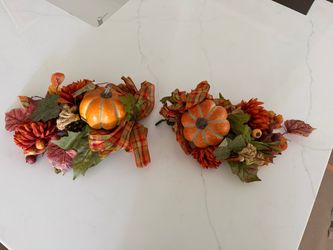 Fall Pumpkin Floral Centerpiece Set of 2