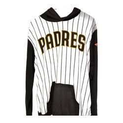 San Diego Padres Pinstripe Hooded Long Sleeve Shirt - Brown Sleeves - Men's Medium