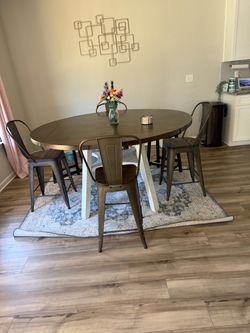 Ashley Furniture Round Counter Height Dining Table with 4 Chairs