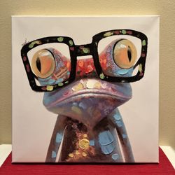 Canvas Wall Art "Hipster Froggy" 16”H X 16”L