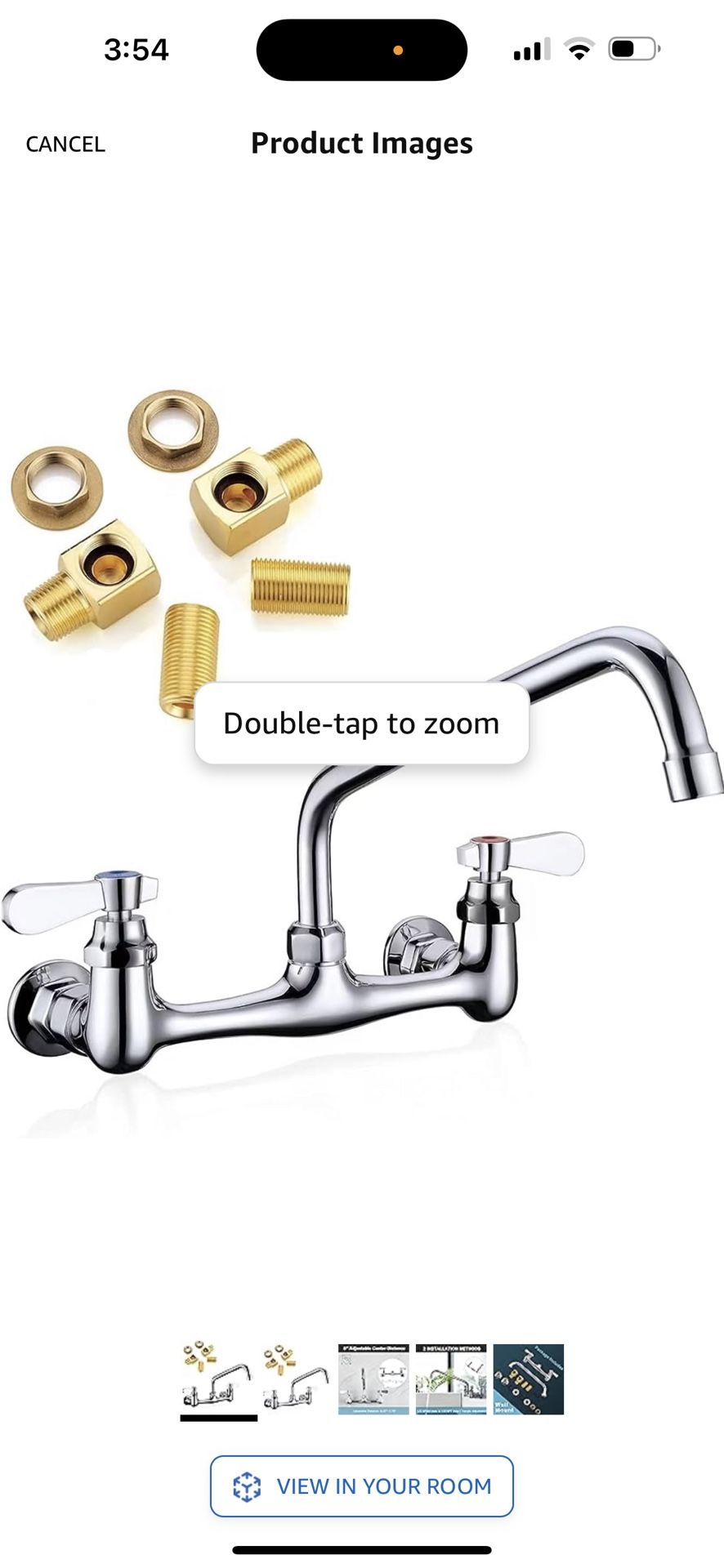 Favorpo 8 Inches Commercial Kitchen Wall Mount Faucet, 8 Inches Center Wall-Mount Utility Sink Faucets, 2 Handle Wall Mounted Faucets for Kitchen Laun