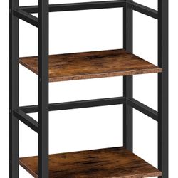 HOOBRO 3 Tier Bookshelf, Narrow Bookshelf, Record Storage Rack with Side Fence, 