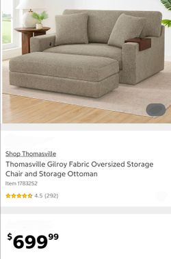 Thomasville Gilroy Fabric Oversized Storage Chair and Storage Ottoman