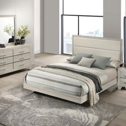 4 Pc Queen Bedroom Set With Queen Bed Frame Dresser Mirror And Nightstand On Sale Now Don't Miss