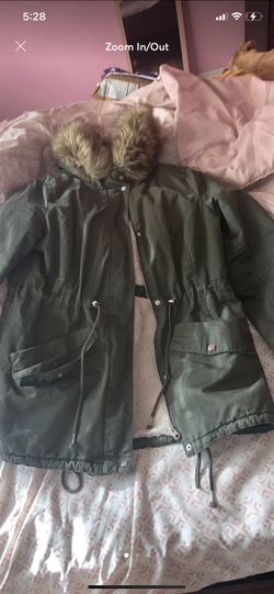 Green fur coat
