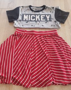 Mickey Tshirt W/skater Skirt Both Medium Mpu