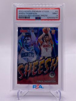 2023-24 Panini Hoops Amen Thompson #4 Red Seismic Prizm Rookie PSA 9 /199