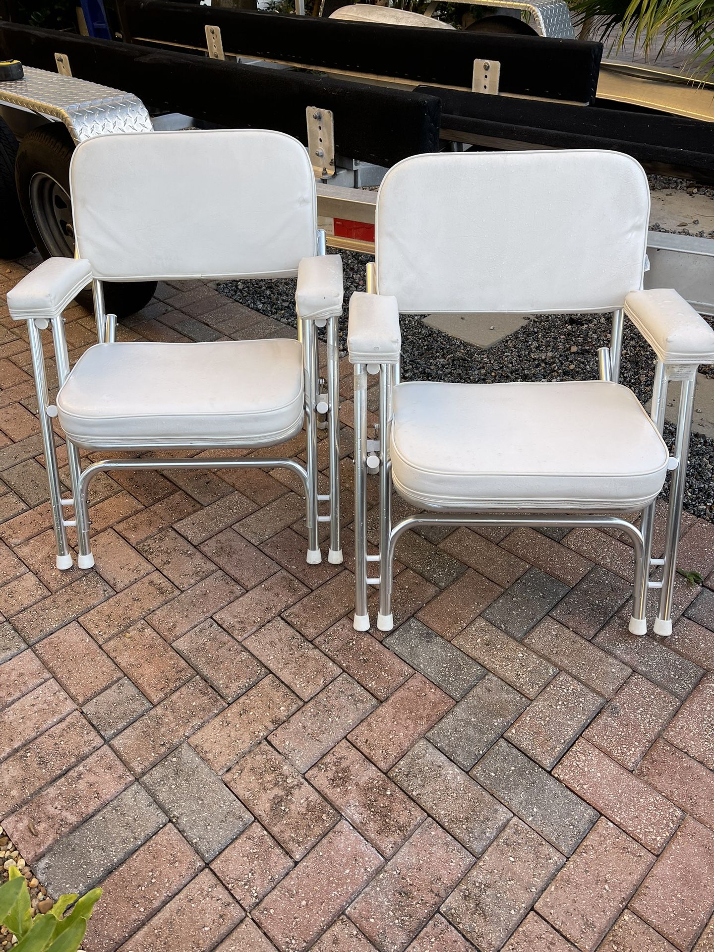 Folding Deck Chair For Boat Or RV. Padded 16” High