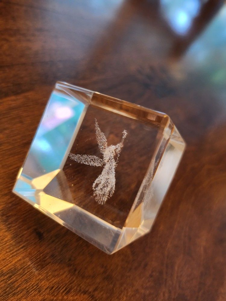 3D Laser Etched Cube Fairy Godmother Paperweight