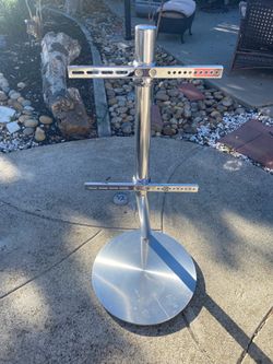 Heavy-Duty Adjustable TV Stand Base / Display Stand – Silver Metal