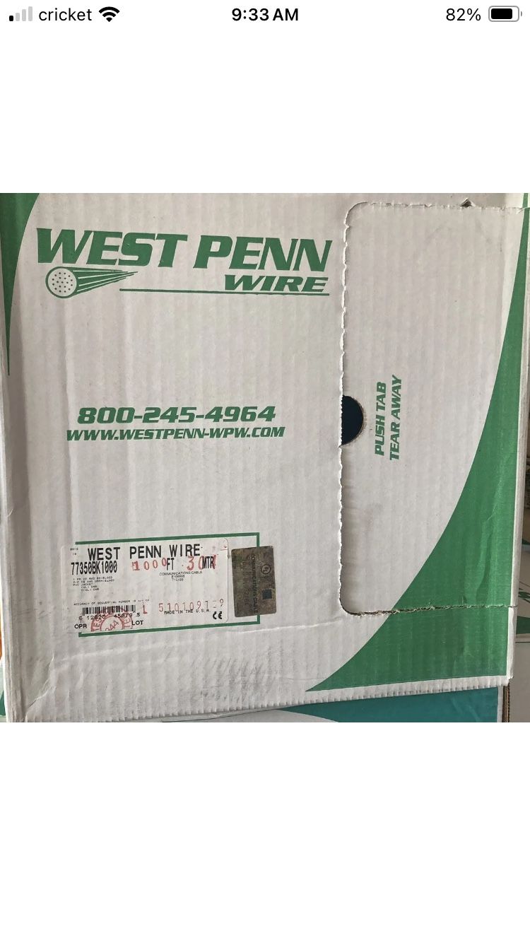 WEST PENN Media Control Cable Data+Power CMR West Penn 77350 BK1000 NEW Valued At 850$ A Box