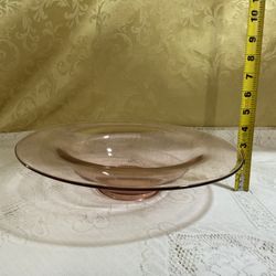 Pink depression, glass fruit bowl