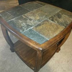 Solid wood & granite end table! 
