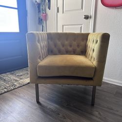 Velvet Tufted Accent Chair,l