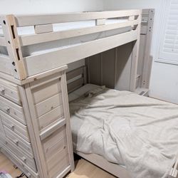 Creekside Stone Wash Twin Step Bunk Bed with Desk