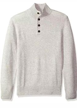 Dickies Men's Solid Jersey Button Mock Neck Sweater, Cloud, Size XL