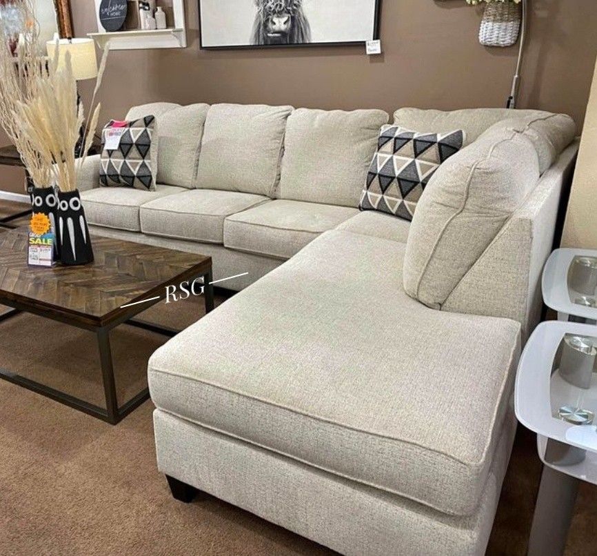 Beige Color Sectional Couch With Chaise Set 📐⭐$39 Down Payment with Financing ⭐ 90 Days same as cash