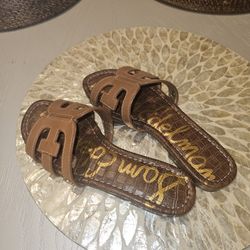 Sam Edelman Bay Leather Double E Logo Slide Sandals