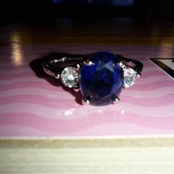 Oval Blue Engagement Ring. Sz 9