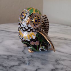 $59 Vintage Faberge and Franklin Mint Colisonne Owl Cloisonne Collection MUSCANY Owl 22K Gold