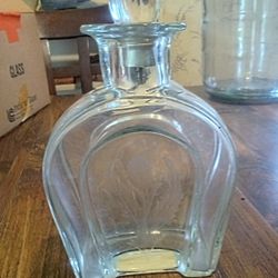 VTG Crystal Etched Glass Decanter Thistle Design