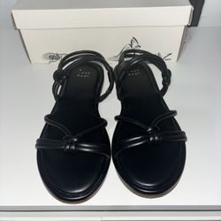 Black leather sandals