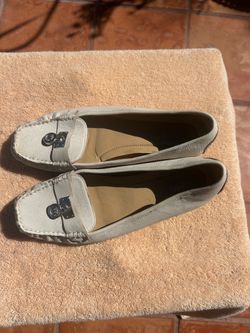 MK Ivory Leather Flats with Lock Detail - Size 9.5