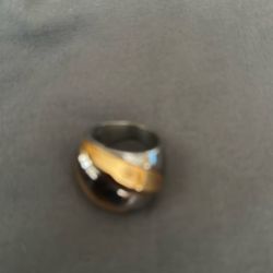 Stainless Steel 3 Color Rings Women Fashion Jewelry Golden Silver color Rose Golden Unique Cocktail Party Ring Size 8.5