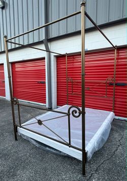 Beautiful Golden- Brass Canopy Bed Frame- Queen Size