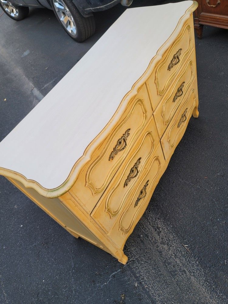 Vintage French Provincial Parchmen Double Dresser