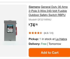 Siemens General Duty 30 Amp 2-Pole 3-Wire 240-Volt Fusible Outdoor Safety Switch RBPU