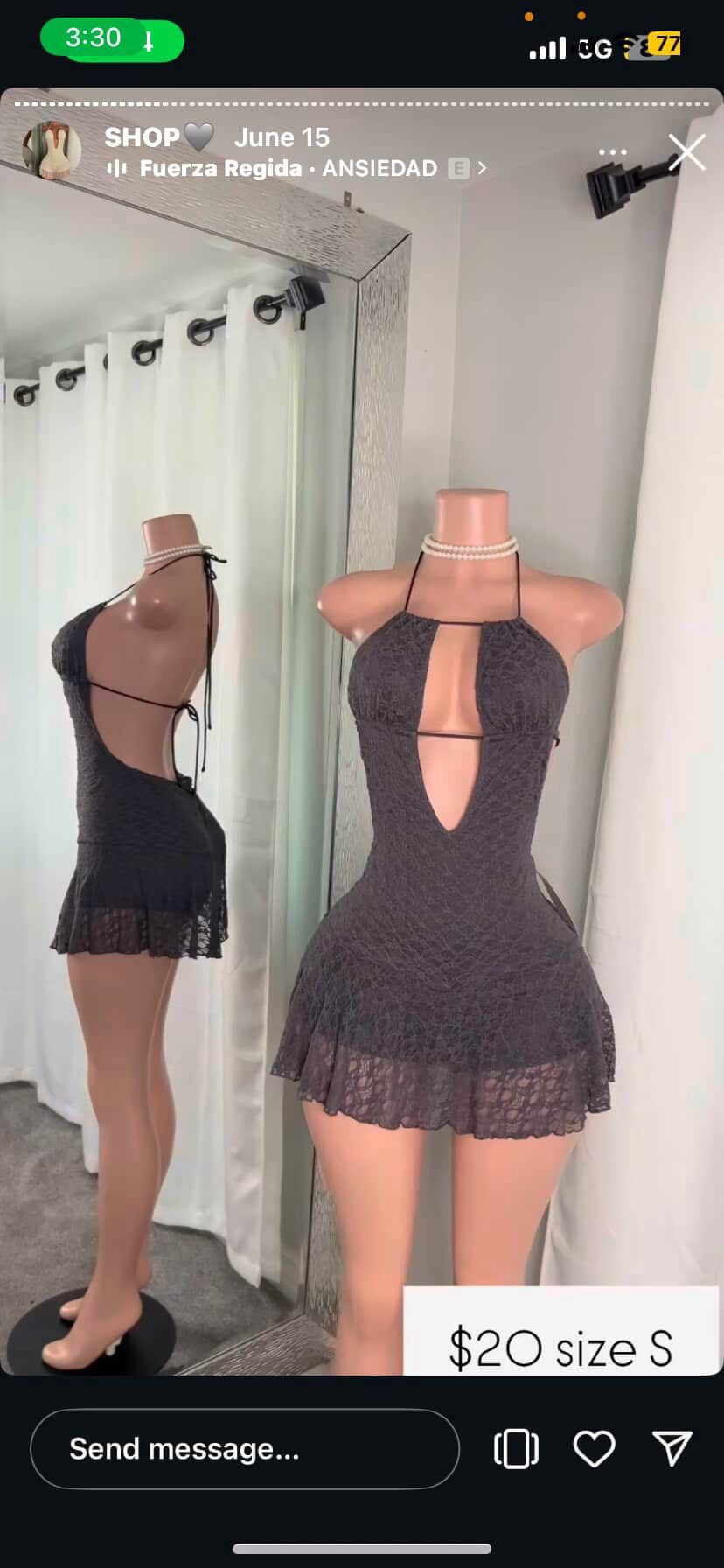 Grey lace mini dress