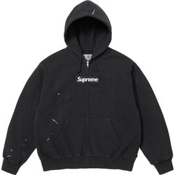 Large - Supreme / MM6 Maison Margiela Box Logo Zip Up Hooded Sweatshirt Black (Brand New)