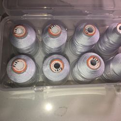 New brothread Polyester Embroidery Machine Thread 1000m Each with Clear Plastic Storage Box for Embroidery and Quilting - 8 x Snow White