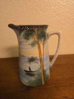 Antique Hand-Painted Porcelain Pitcher