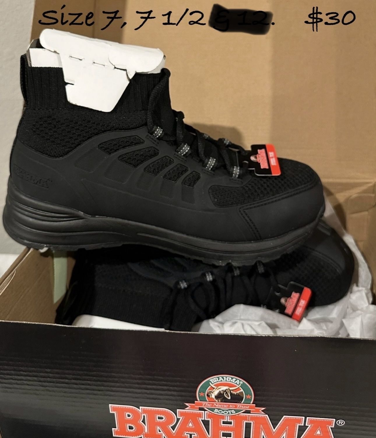 NEW BRAHMA - Black Blast Off Steel Toe Slip Resistant Work Boots
