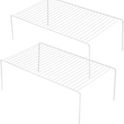 GEDLIRE Cabinet Storage Shelf Rack Set of 2, Medium (13 x 9.4 inch) Rustproof Metal Wire Kitchen Cabinet Organizer and Storage, Cupboard Spice Shelf R