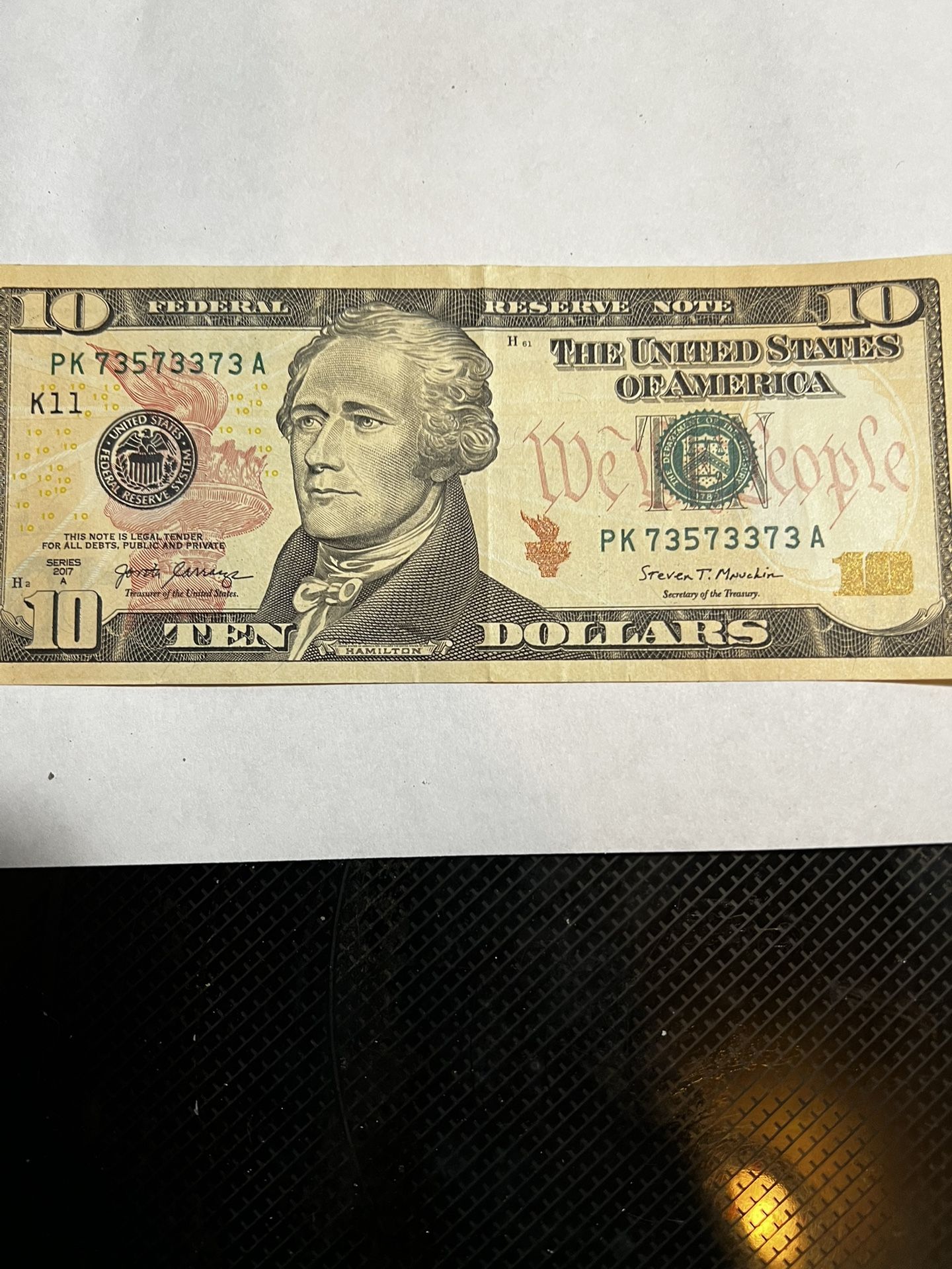Tri Nary Note 10 Dollar Bill