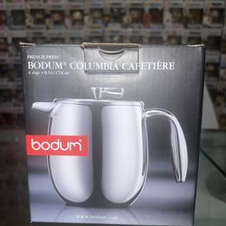 Bodum Columbia Double-Wall Stainless Steel French Press Coffee Maker, Silver, 17 oz