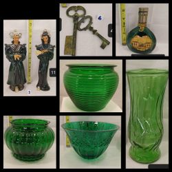 Vtg Emerald Green Home Decor 