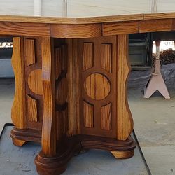 Mid Century Solid Oak Rectangular Octagon Table