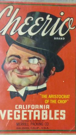 Vintage, early Salinas vegetables package company 1930s1940s