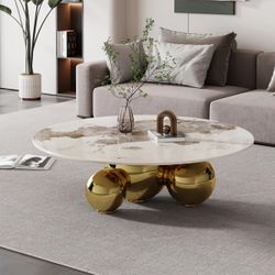 Modern 39.4" Faux Marble Single Base Round Coffee Table retails $700