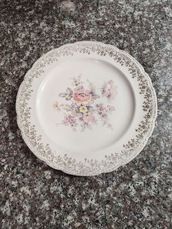 Vintage Floral Ceramic Dinner Plate